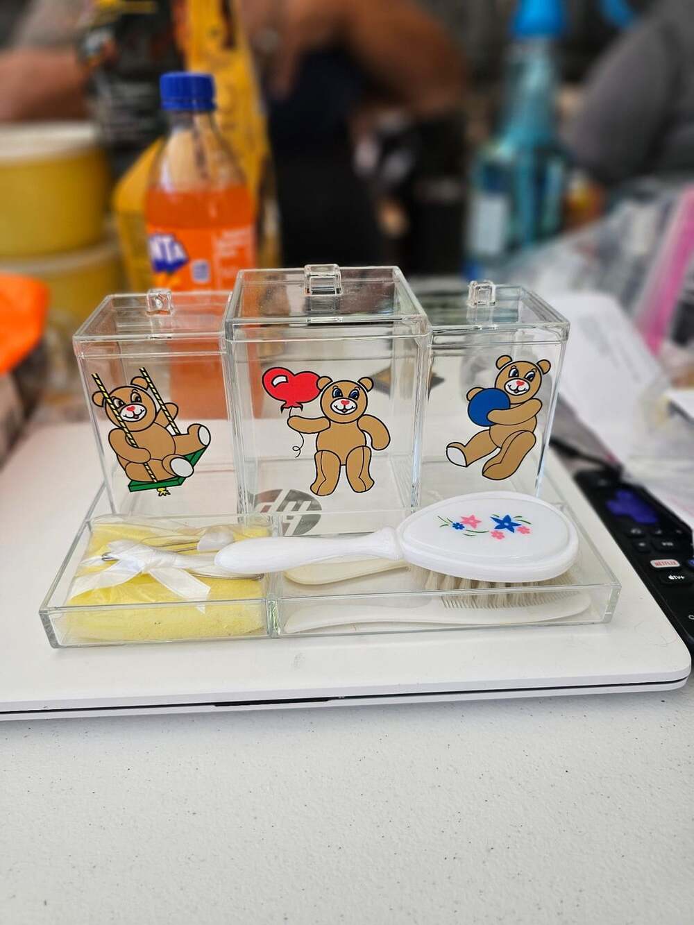 Vintage Bear Acrylic Deluxe Nursery Jar Set Tray